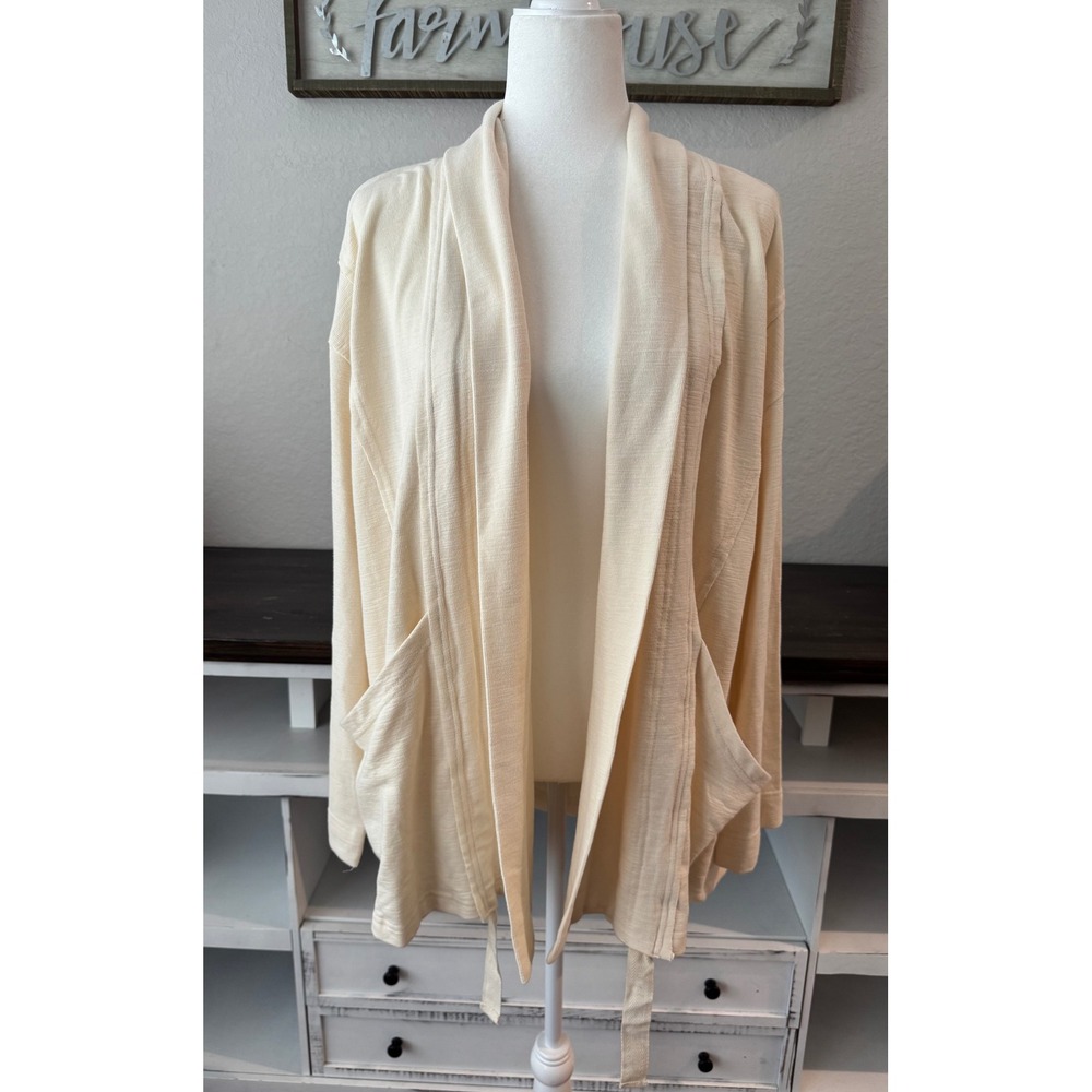 NWT Free People Beach Open Front Cardigan Drawstring Creme Size S